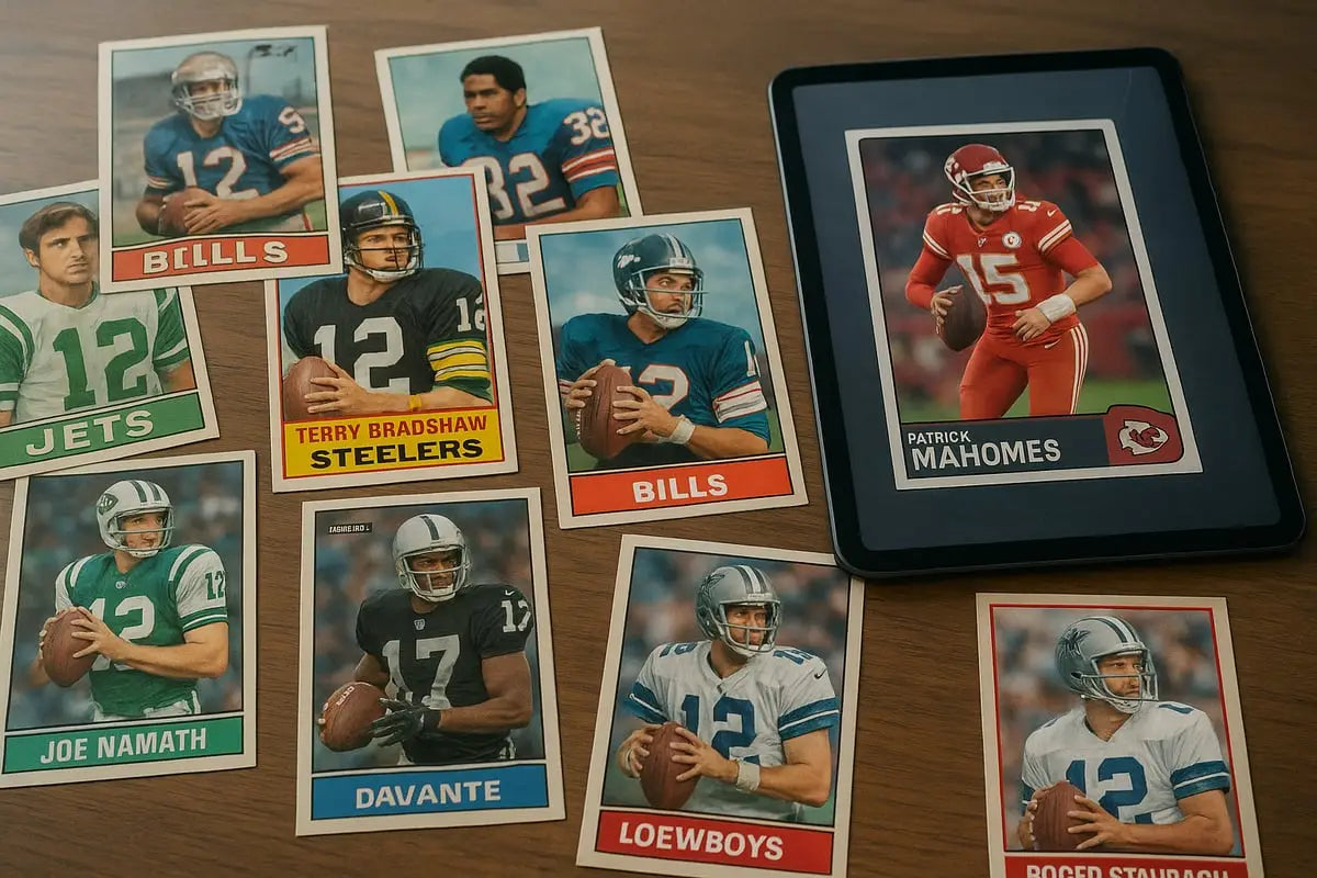 Patrick Mahomes NFL trading card on tablet screen