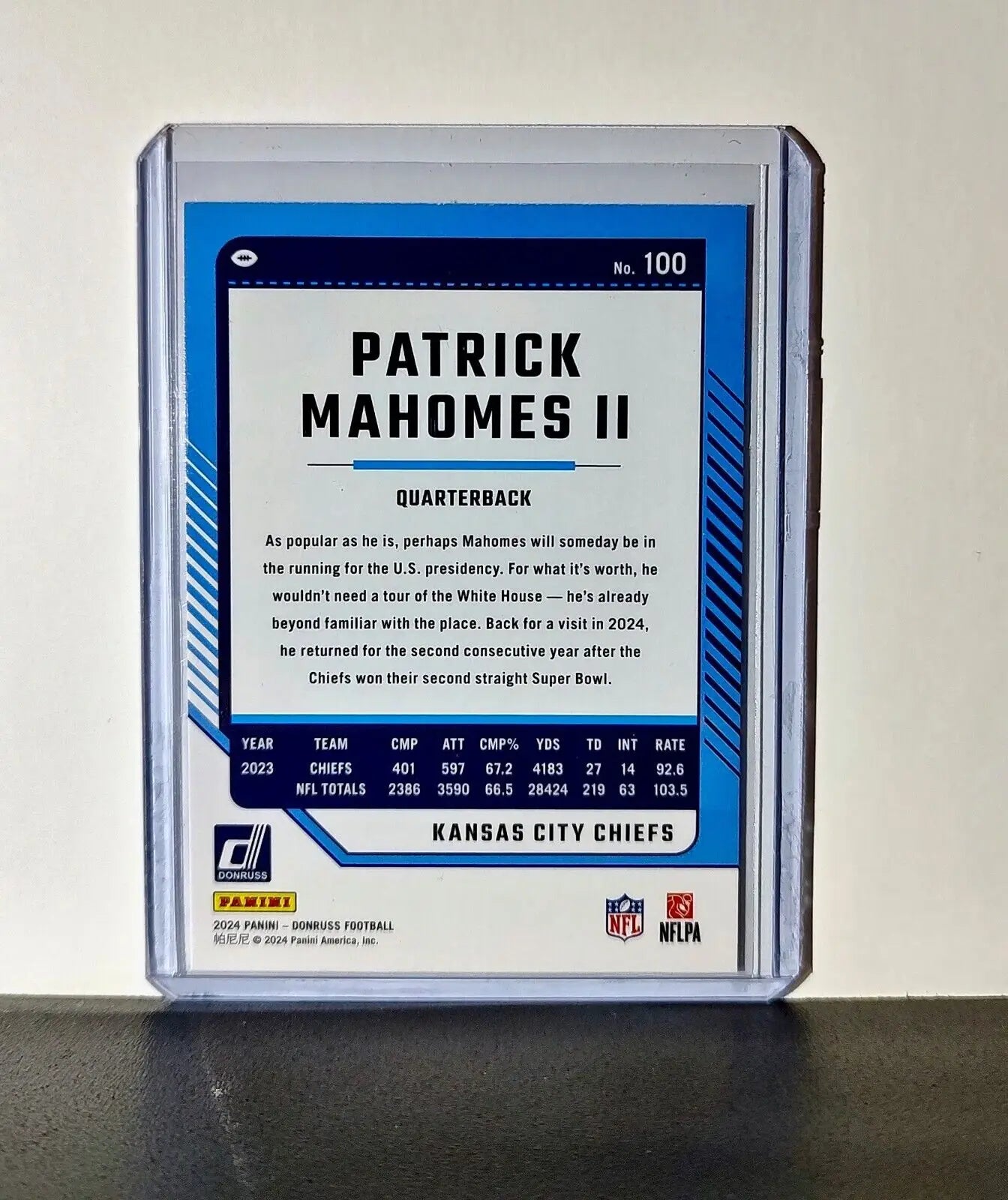 Patrick Mahomes II 2024 Panini Donruss NFL #100 Card Kansas City Chiefs - Football Card Single