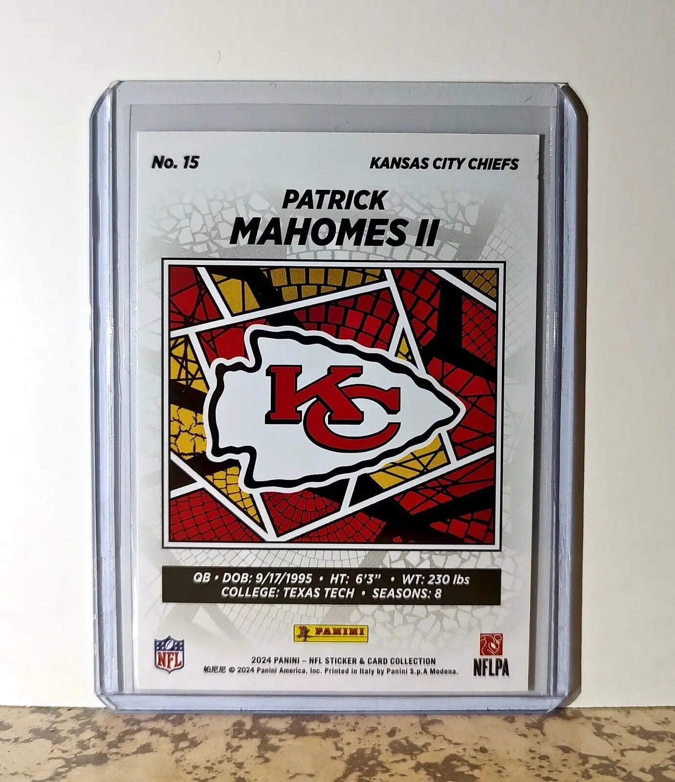 Patrick Mahomes II 2024 Panini NFL #15 Sticker Card Kansas City Chiefs - Football Card Single