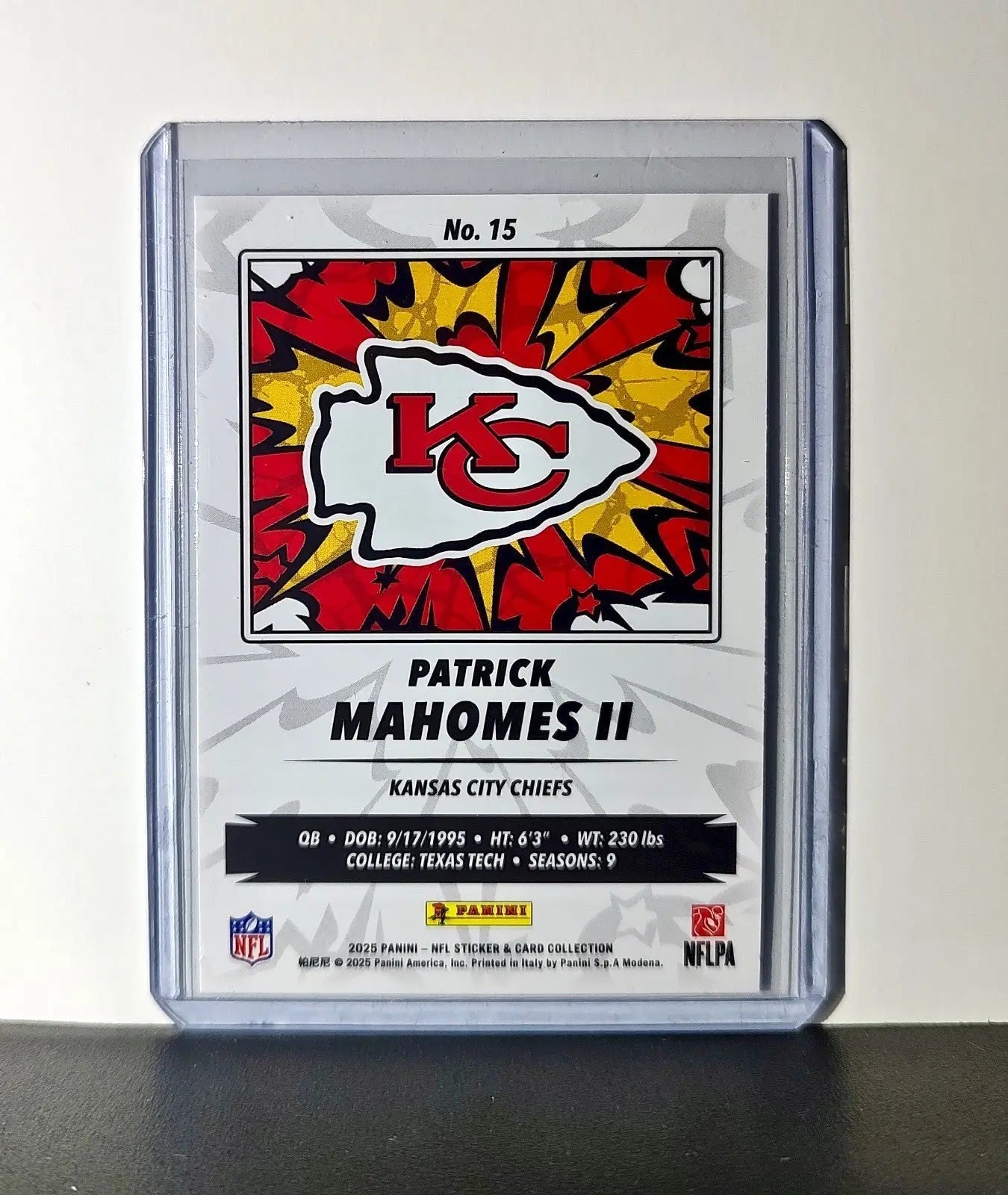 Patrick Mahomes II 2025 Panini NFL #15 Sticker Card Kansas City Chiefs - Football Card Single