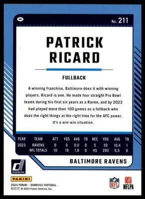 Patrick Ricard 2024 Donruss #211 Baltimore Ravens - Football Card Single