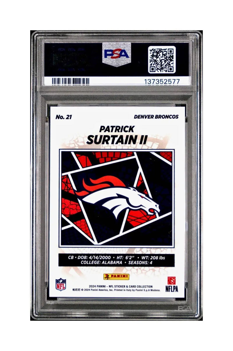 Patrick Surtain II Rookie 2024 Panini Sticker 240/299 #21 Red Foil PSA 8 NM-MT