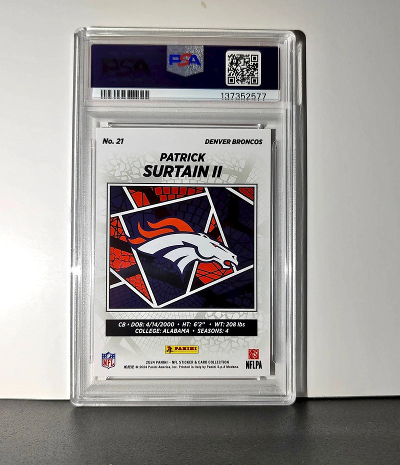 Patrick Surtain II Rookie 2024 Panini Sticker 240/299 #21 Red Foil PSA 8 NM-MT
