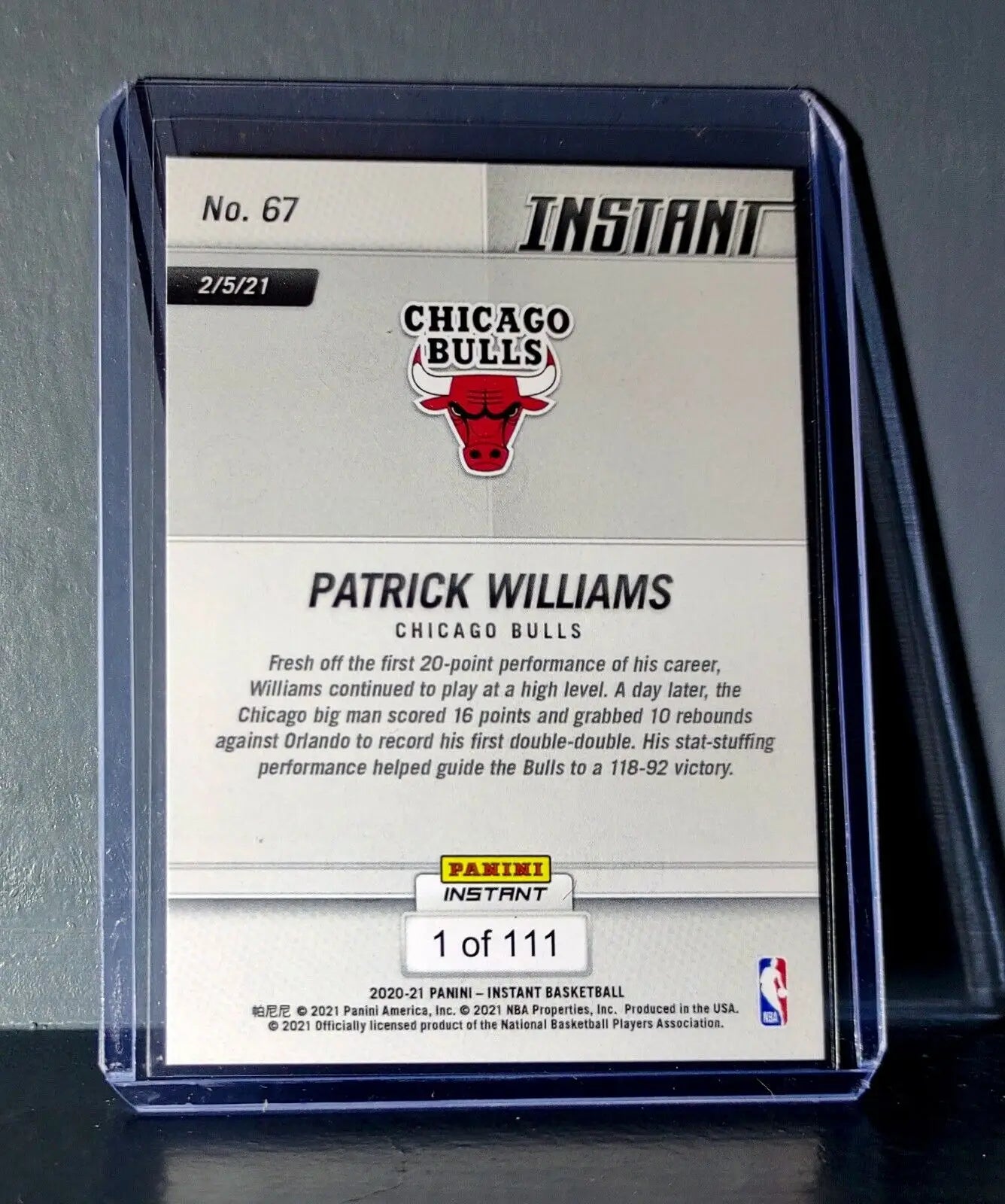 Patrick Williams 2020-21 Panini NBA #67 Basketball Rookie Card 1 of 111 - Basketball Card Single