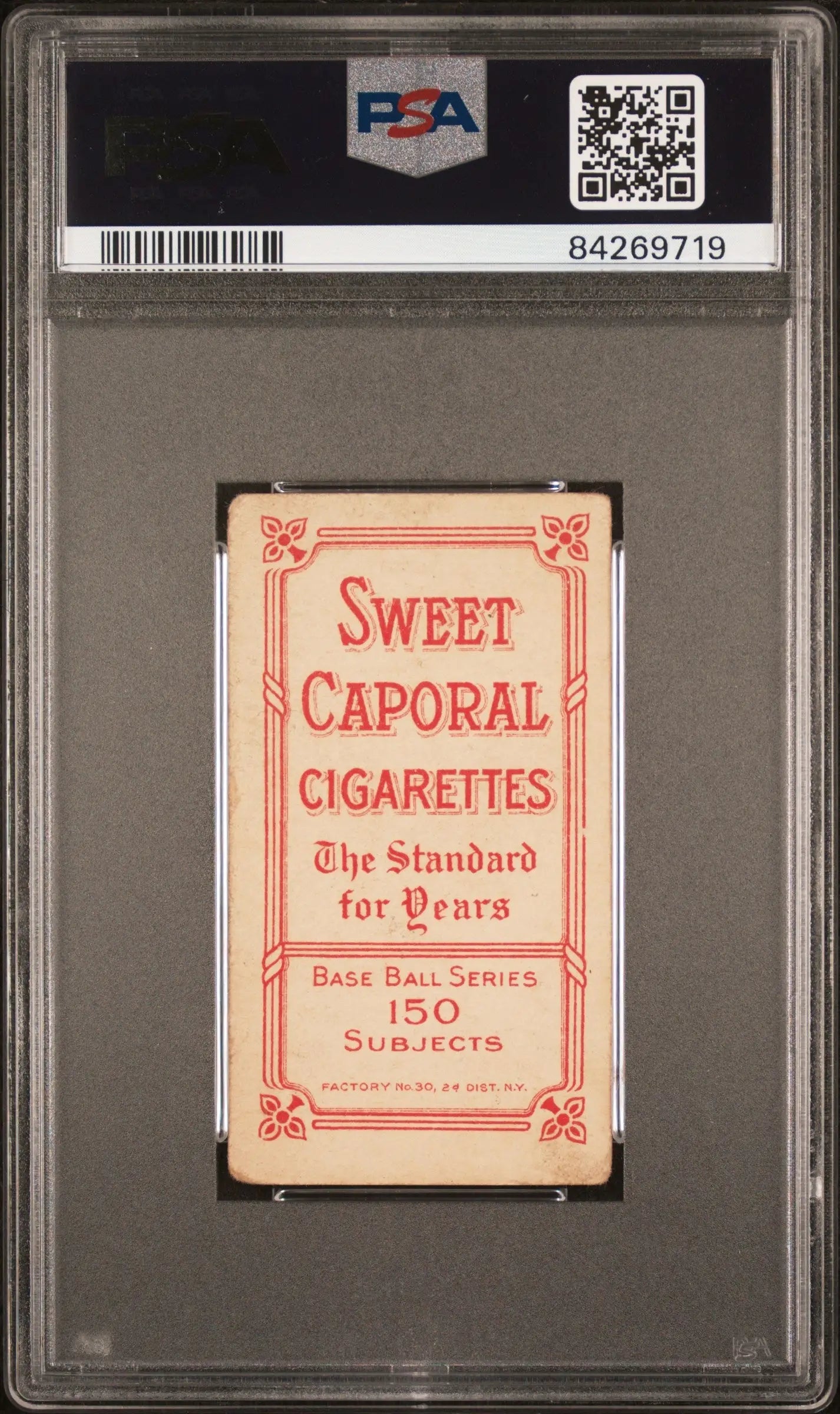 Vintage Patsy Dougherty T206 Sweet Caporal 150/30 card in PSA 2 grading case