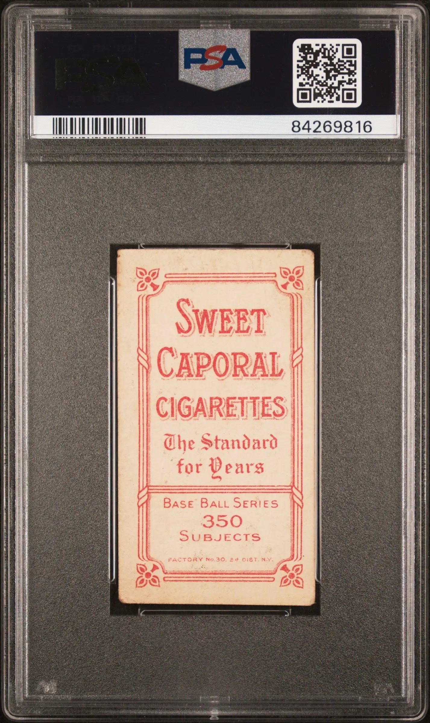 PSA-graded Patsy Dougherty T206 Sweet Caporal Cigarettes card in protective holder
