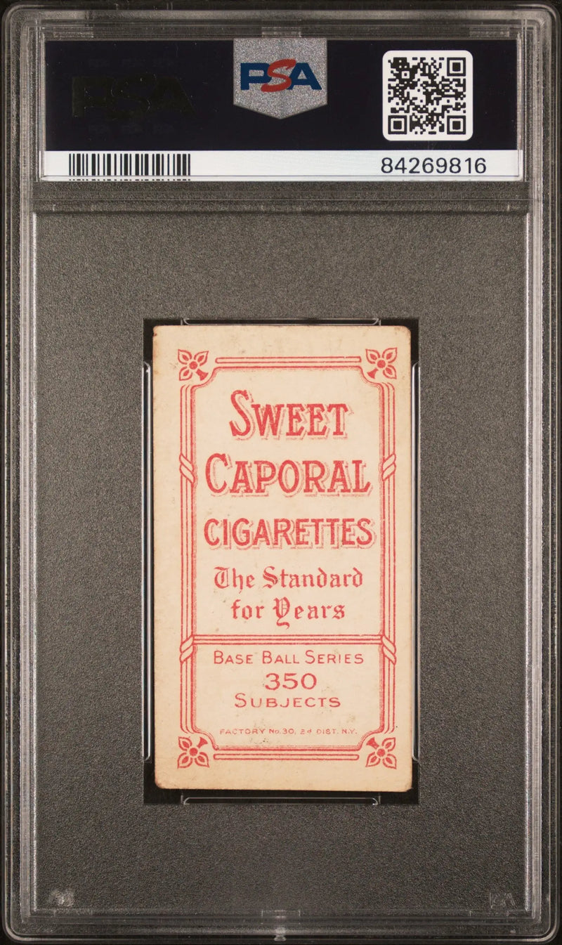PSA-graded Patsy Dougherty T206 Sweet Caporal Cigarettes card in protective holder