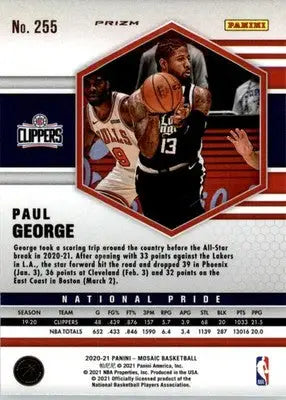 Paul George - 2020-21 Panini Mosaic - #255 - Mosaic Green Basketball - Basketball Card Single