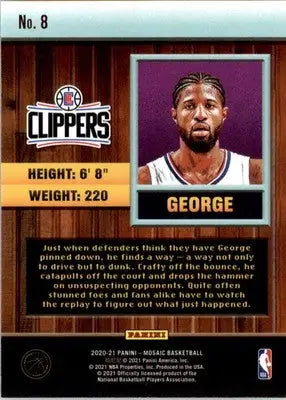 Paul George - 2020-21 Panini Mosaic - #8 - Jam Masters Basketball - Basketball Card Single