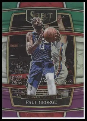 Paul George 2021-22 Panini Select Green White Purple #14 Los Angeles Clippers - Basketball Card Single