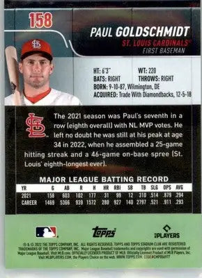 Paul Goldschmidt - 2022 Stadium Club Chrome - #158 - Baseball - Baseball Card Single