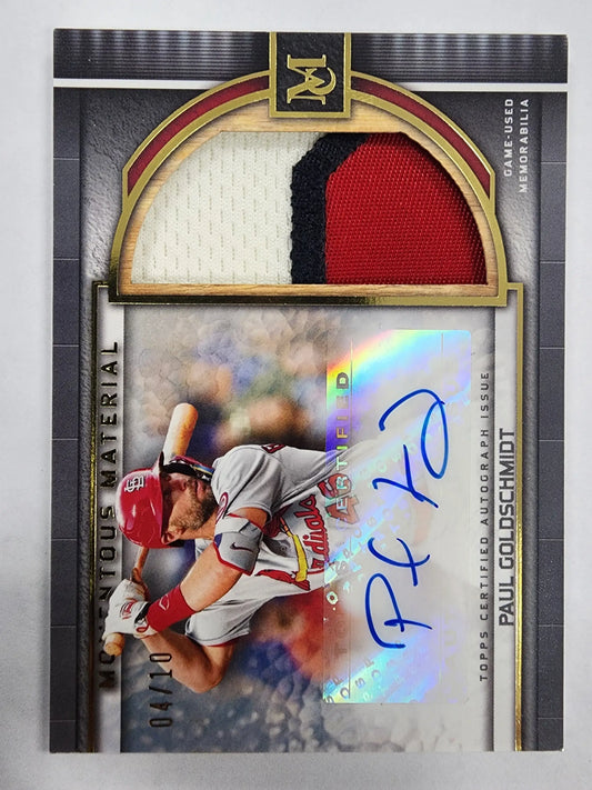 Paul Goldschmidt 2023 Topps Museum Collection Jumbo Patch Auto #4/10 - Baseball Card Single