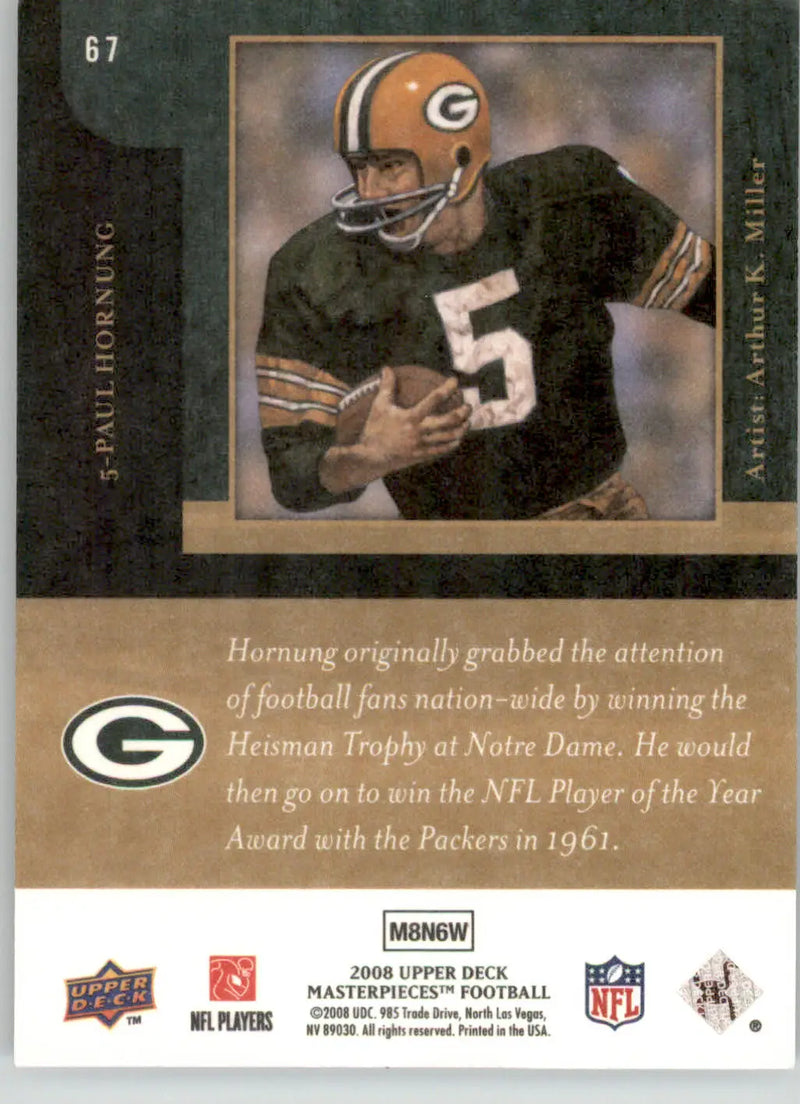 Paul Hornung - 2008 Upper Deck Masterpieces - #67 - Football - Football Card Single