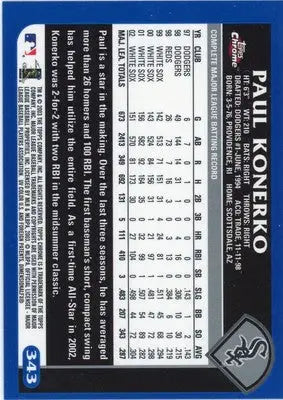 Paul Konerko 2003 Topps Chrome #343 Chicago White Sox - Baseball Card Single