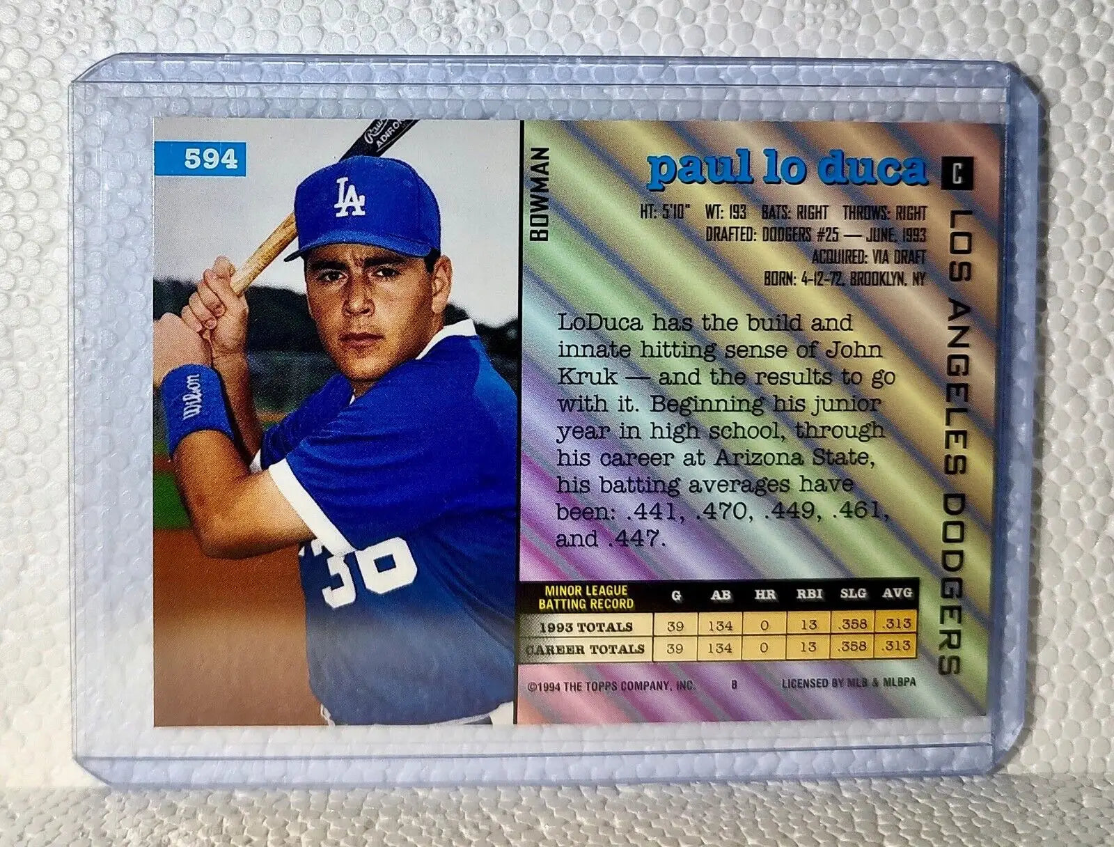 Paul Loduca 1994 Topps Bowman MLB #594 Baseball Card Los Angeles Dodgers