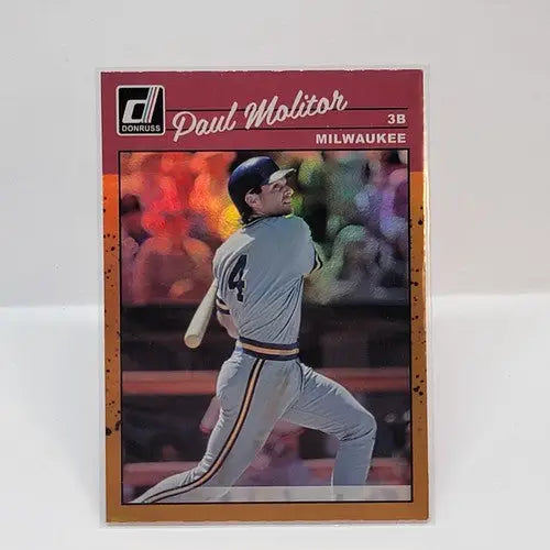 Paul Molitor baseball card featuring 2023 Panini Donruss Holo Orange Foil design
