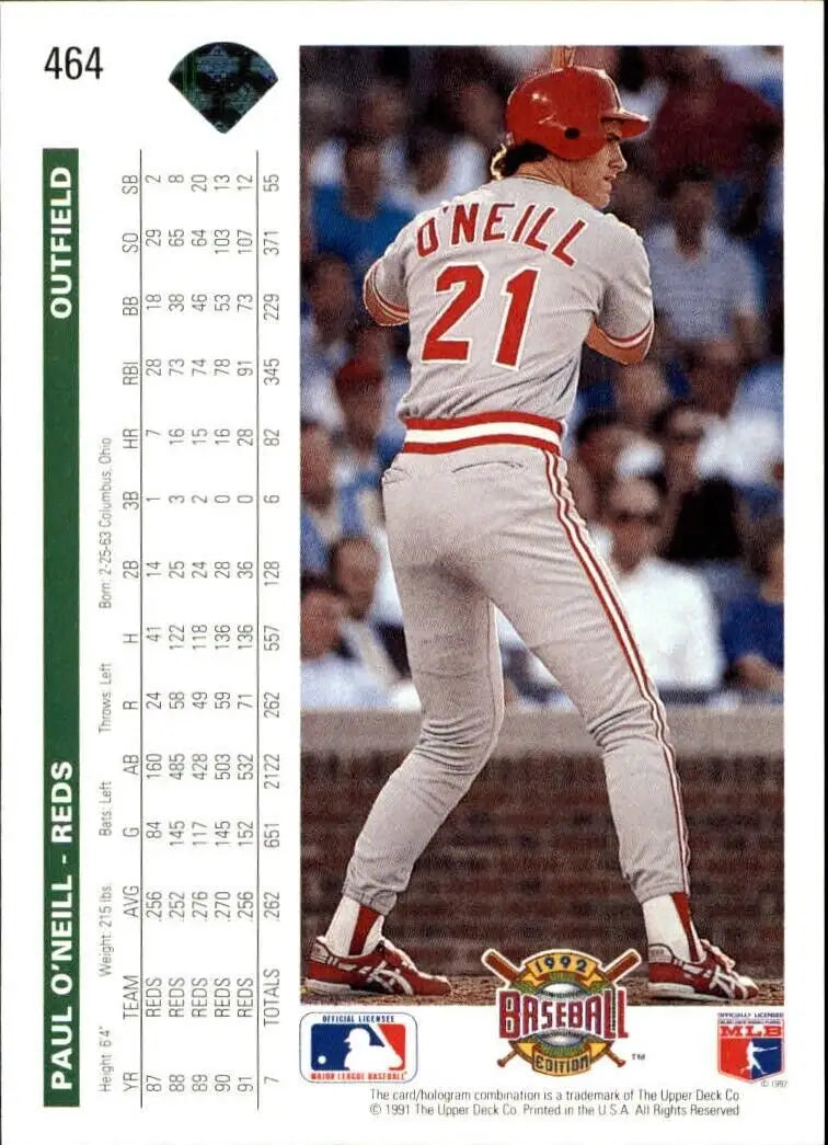 Paul O’Neill 1992 Upper Deck MLB #464 Baseball Card Cincinnati Reds