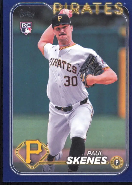 Paul Skenes Rookie 2024 Topps Update Royal Blue #US100 Pittsburgh Pirates Card