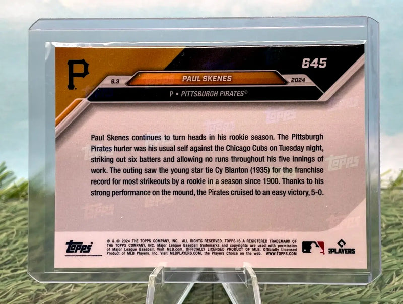 PAUL SKENES -Topps Now 645 -Ties Pirates Record Most K’s By Rookie Since 1900- - Baseball Card Single