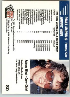 Paula Martin’s Car - 1991 Pro Set NHRA - #80 - Racing - Racing Card Single
