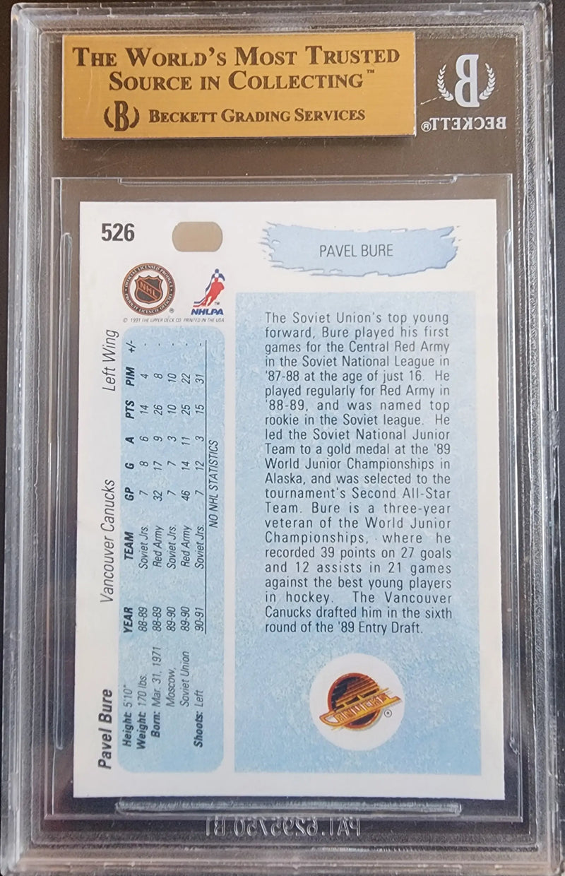 Pavel Bure 1990 Upper Deck #526 BGS 9.5 Gem Mint - Hockey Card Single