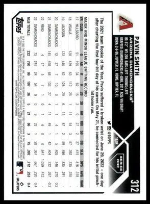 Pavin Smith 2023 Topps #312 Arizona Diamondbacks - Baseball Card Single
