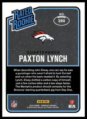 Paxton Lynch Rookie 2016 Donruss #390 Denver Broncos