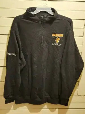 Pennant Sweatshirt Mens 2XL Black Marathon Olympians 1/4 Zip Embroidered Logo - Apparel