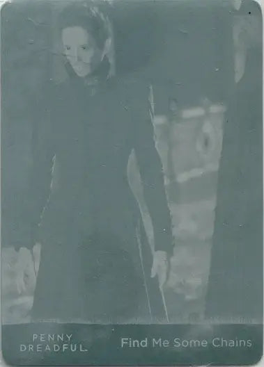 Figure in a long dark coat on Penny Dreadful Printing Plate trading card #27 Cyan