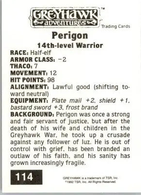 Perigon - 1992 TSR Advanced Dungeons & Dragons - #114 - Non_sport - Non-Sports Card Single