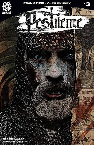 Dark and haunting Pestilence #3 comic book cover with glowing-eyed figure, Fiat Lux theme