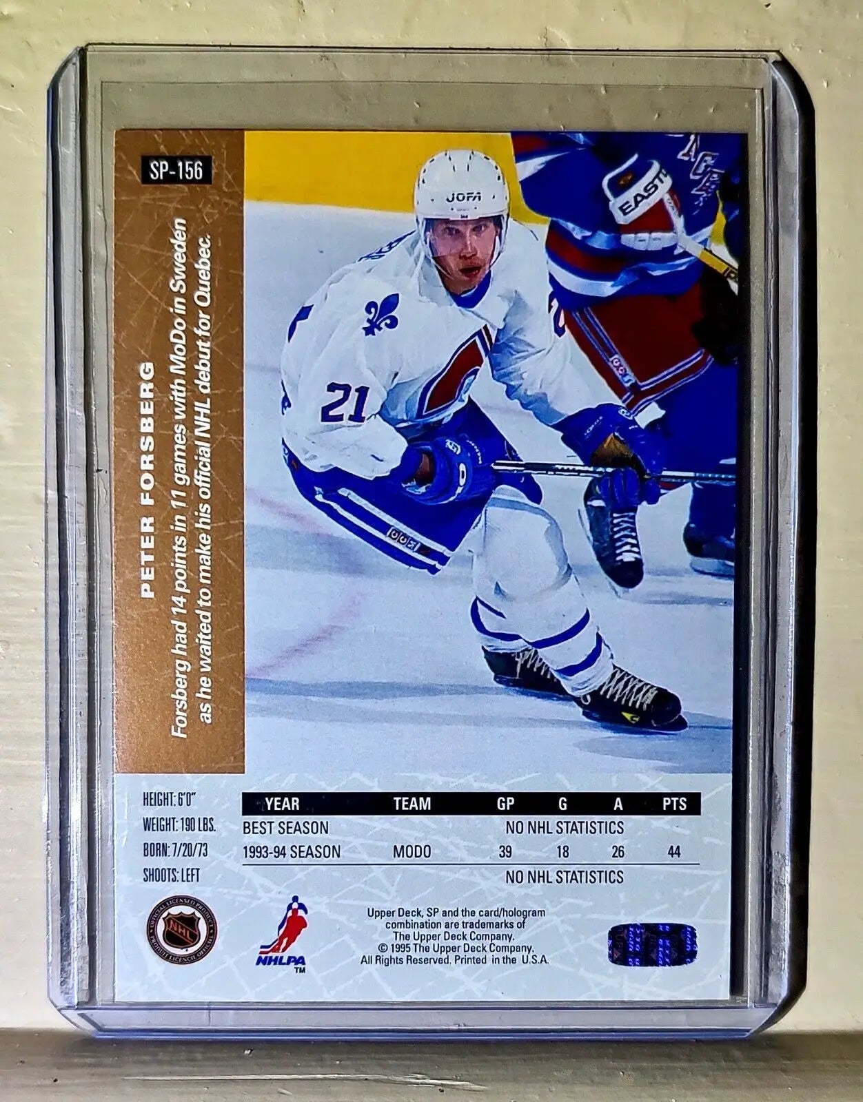 Peter Forsberg 1995 Upper Deck SP #SP-156 Hockey Card