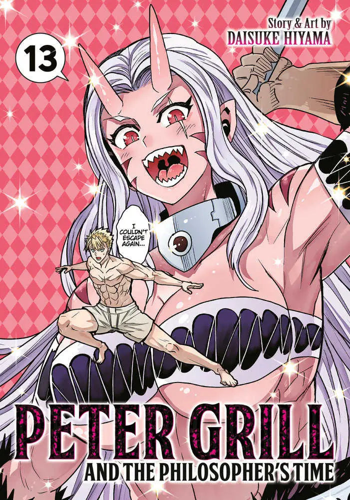 Manga cover featuring a horned woman and muscular man from Peter Grill and The Philosopher’s Time Volume 13