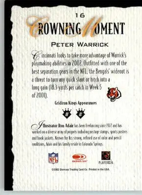 Peter Warrick - 2002 Donruss Gridiron Kings - #16 - Football - Football Card Single