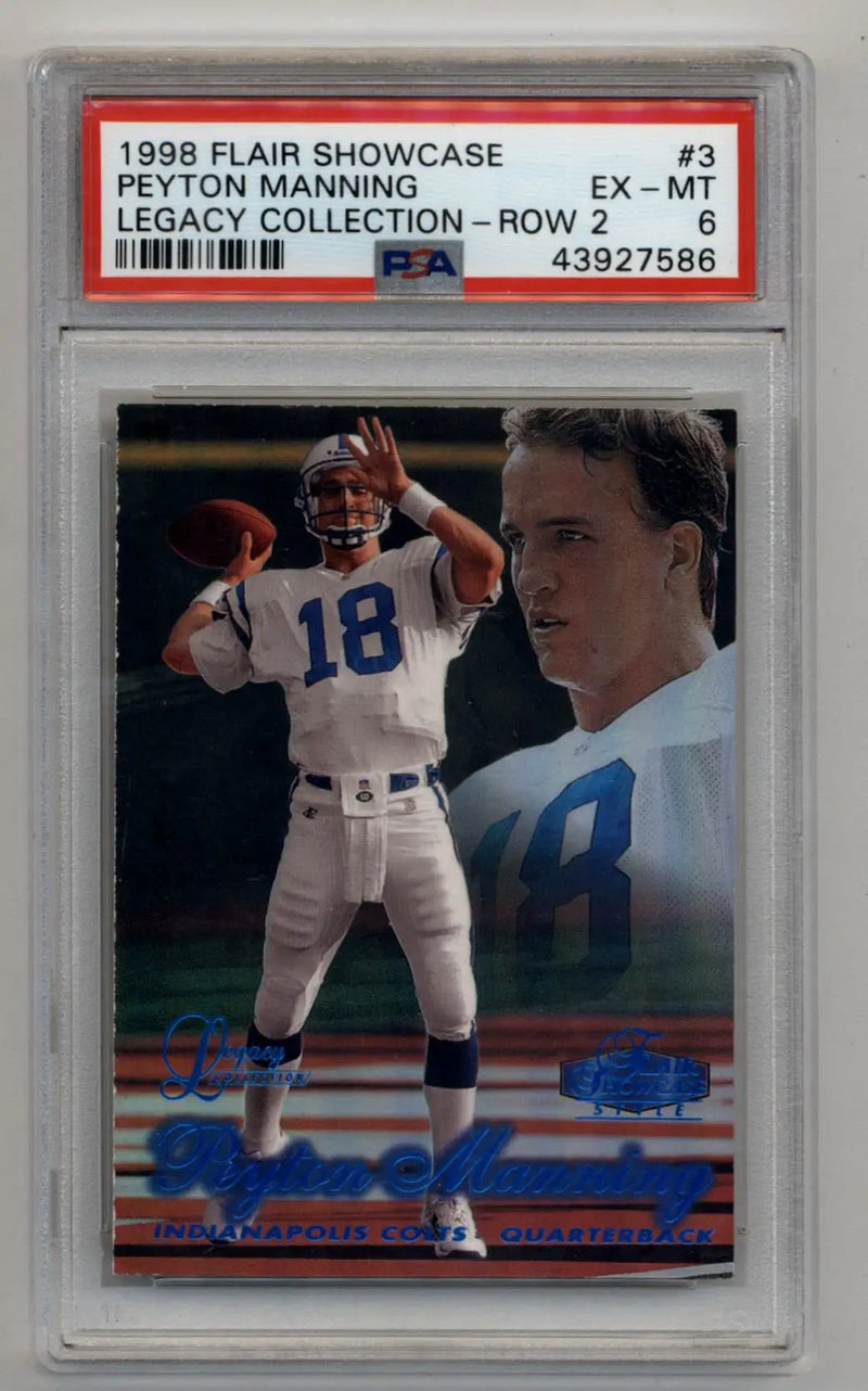 Peyton Manning 1998 Flair Showcase Legacy Collection Row 2 #3 14/100 PSA 6 Excellent Mint - Football Card Single