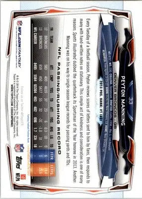 Peyton Manning - 2014 Topps - #33 - Football - Football Card Single