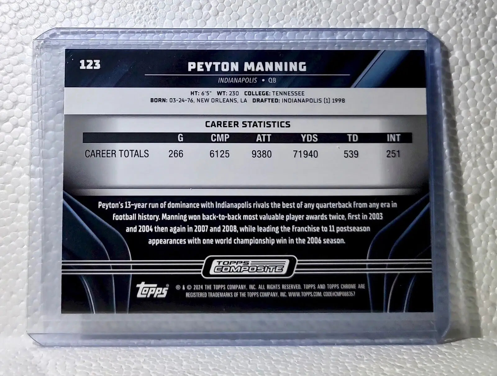 Peyton Manning 2023 Topps Chrome Black NFL #123 Football Card Indianapolis Colts