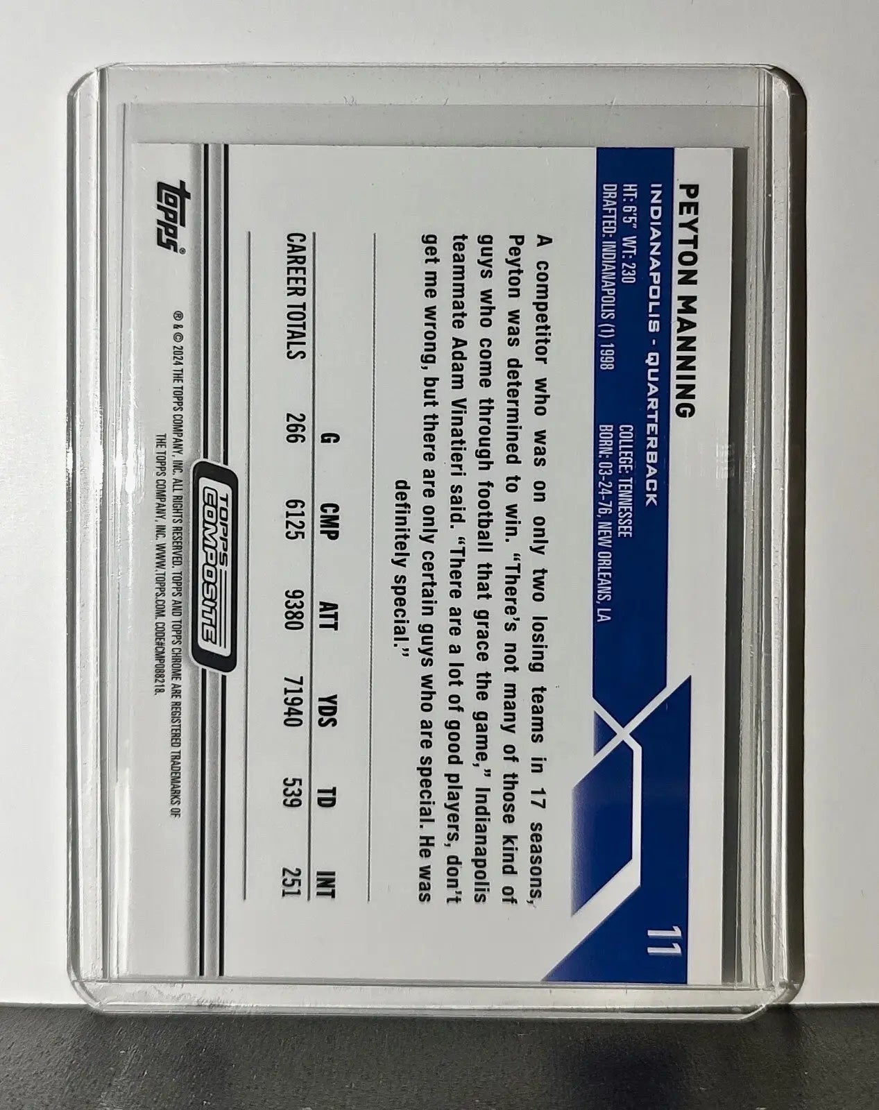 Peyton Manning 2023 Topps Chrome NFL #11 Football Card Indianapolis Colts - Football Card Single