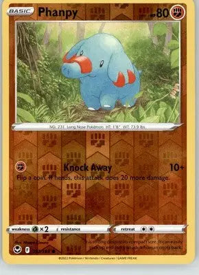Phanpy - Silver Tempest - 091/195 - Reverse Holo LP Pokemon - Pokémon Card Single