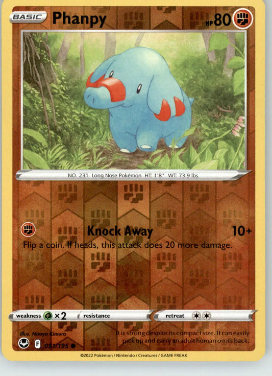 Phanpy - Silver Tempest - 091/195 - Reverse Holo LP Pokemon - Pokémon Card Single