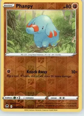 Phanpy - SWSH12: Silver Tempest - 091/195 - Reverse Holo LP - Pokémon Card Single