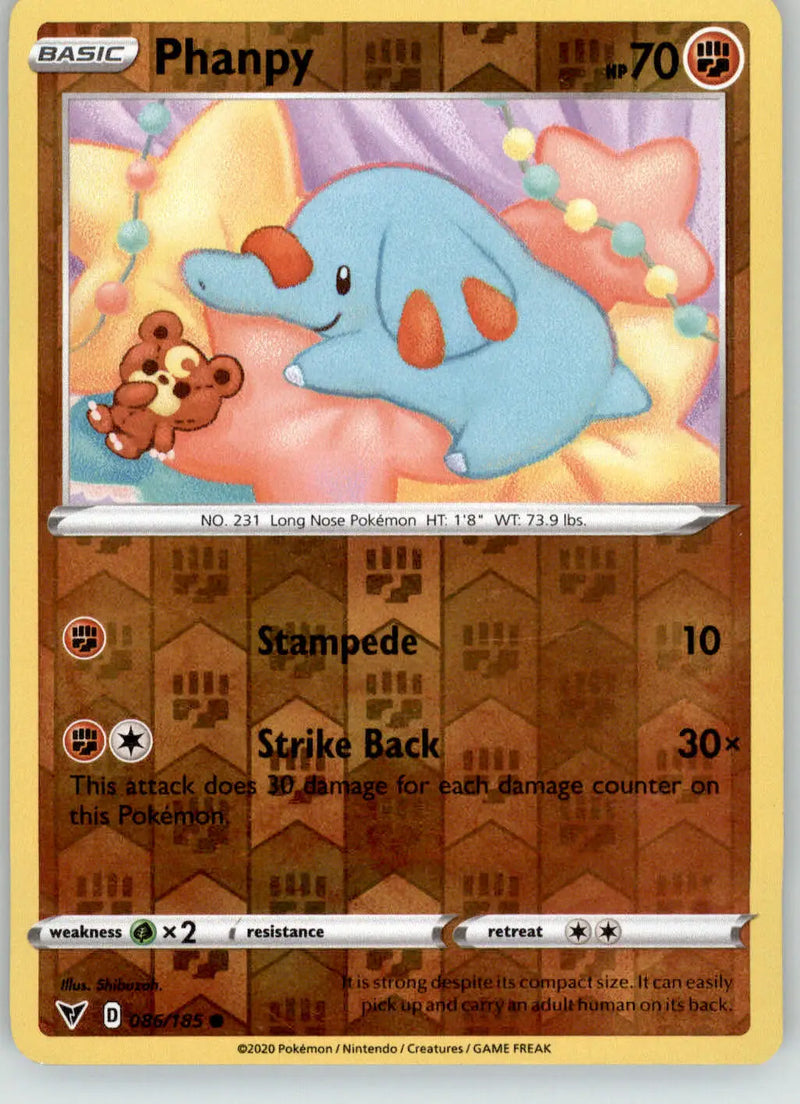 Phanpy - Vivid Voltage - 086/185 - Reverse Holo LP Pokemon - Pokémon Card Single