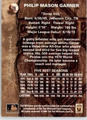 Phil Garner - 1994 Ted Williams - #78 - Baseball - Baseball Card Single
