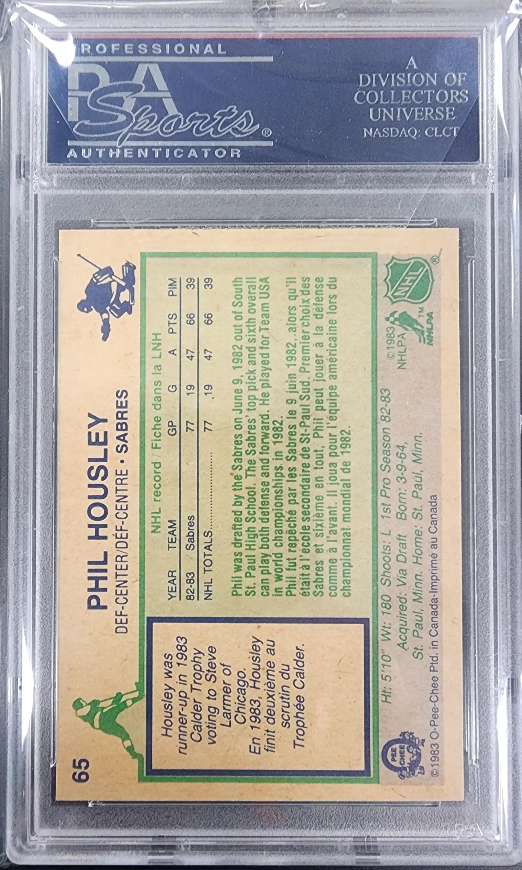 Phil Housley 1983 O-Pee-Chee #65 PSA 10 Gem Mint - Hockey Card Single