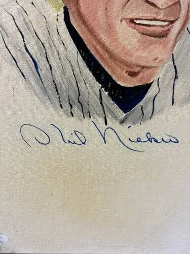 Signed Phil Niekro oil painting featuring Yankees pitcher, 16x20 by Vince Jarero