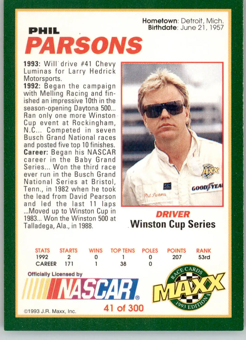 Phil Parsons - 1993 Maxx - #41 - Racing - Racing Card Single