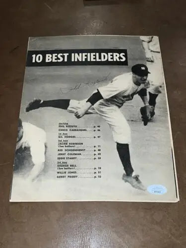 Phil Rizzuto signed vintage baseball magazine with PHOTO JSA COA New York Yankees