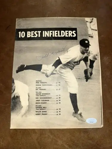 Phil Rizzuto signed 10 Best Infielders magazine with photo JSA COA New York Yankees
