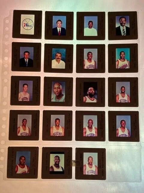 Vintage Philadelphia 76ers team set film slide featuring Shawn Bradley from 1994-95