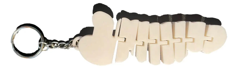 White and black articulated fidget slug key chain on metal key ring for Philadelphia Phillies fans